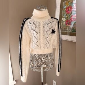 Gucci Adidas Collaboration cropped cream mohair sweater